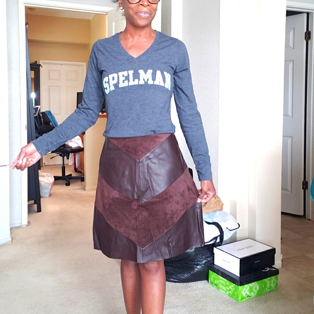 Zara Faux Suede & Leather mini skirt NWT